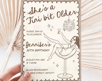A Tiny Bit Older Invitation Espresso Martini Birthday Invite Template A Tini Bit Older Birthday Invitation Espresso Martini Canva Invite