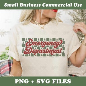 Service des urgences PNG Noël Conception de l'infirmière des urgences Salle des urgences SVG Design Holiay à carreaux Fichier de conception du service des urgences de Noël