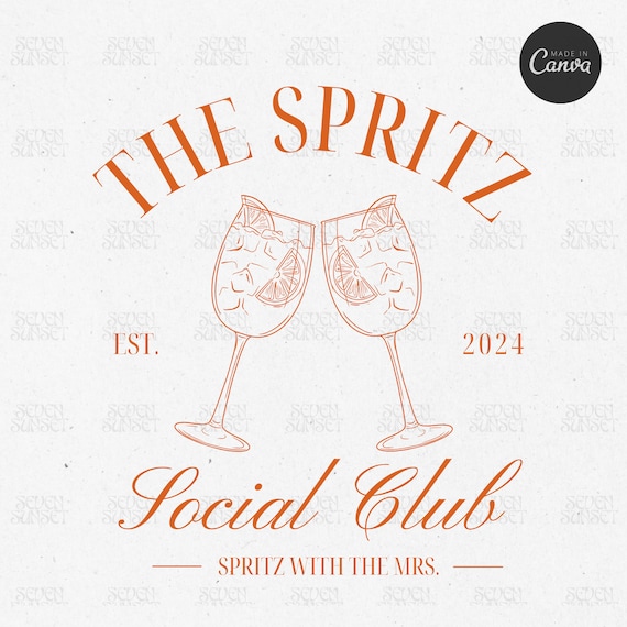 The Spritz Bachelorette Logo Apertivo Social Club Editable Template Cocktail Bach Logo Custom Drink Template Classy Bach Top Canva Template