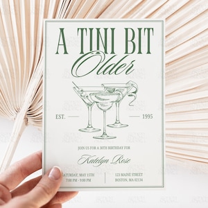 A Tini Bit Older Invitation Martini Birthday Invite Template 30th Birthday Invitation Dirty Thirty Birthday Theme Editable Canva Template