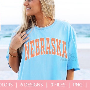 Trendy Nebraska PNG SVG | Athletic Varsity Font | Nebraska Shirt Design | Distressed State PNG | Digital Download | Girly Aesthetic Graphic