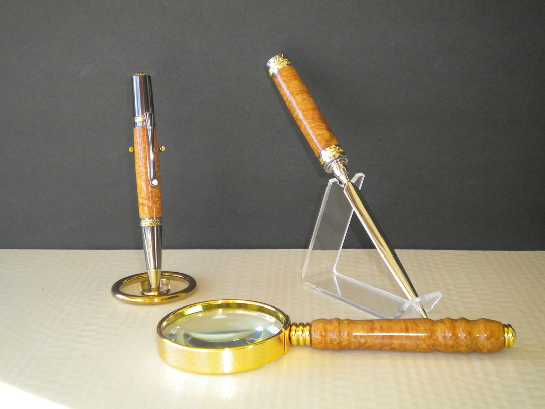 Pen Letter Opener Magnifying Glass Matching Set. Top of the Line, Gold
