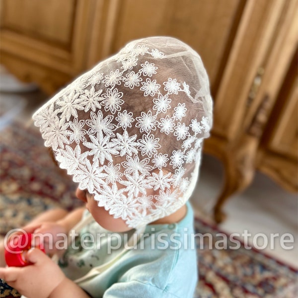 Baby Mantilla Veil - Bonnet en dentelle pour bébé/enfant en bas âge