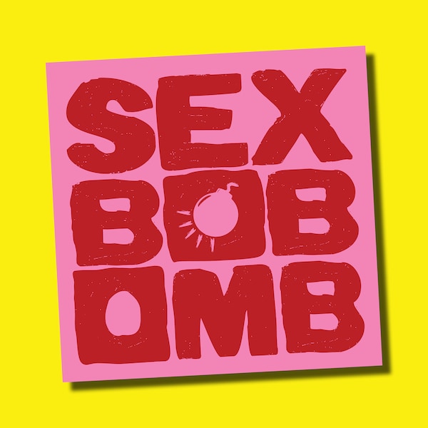 Sex Bob Omb Sticker - Band - Pink - Slap - Decal - Scott Pilgrim - Sex Bob-Omb - Comic - Film - Cult - Logo - Live - Music