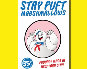 Stay Puft Marshmallow Man Art Print - Ghostbusters - A3 or A5 - 80s - Movie - Film - Nerd - Geek - Classic - Retro