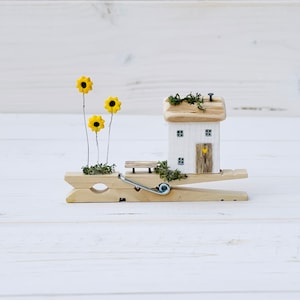 Clothes peg cottage. Driftwood scene.