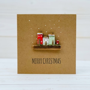 Weihnachts-Landhaus 3D-Treibholzkarte in einer Box.