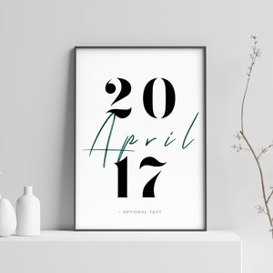 Custom Date Print, Printable Wall Art, Personalised Date, Custom Date, Wedding Date Print, Anniversary Date Print, Date Wall Art, Wall Art