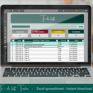 To-Do List Excel Template, Printable Planner, Time Management, To-Do List Tracker, Issue Planner, Fillable Sheet, Editable Spreadsheet, 2021