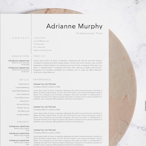Plantilla de CV limpia y moderna para Word & Page, diseño minimalista, plantilla de CV y carta de presentación, cv de 1, 2, 3 páginas, descarga instantánea