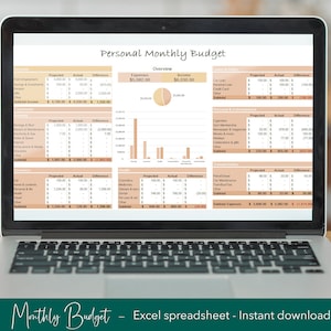 Monthly Budget for Excel and Google Sheets, Zero-based budget, Debt and Spending Tracker, Excel Spreadsheet, Expenses Tracker Template