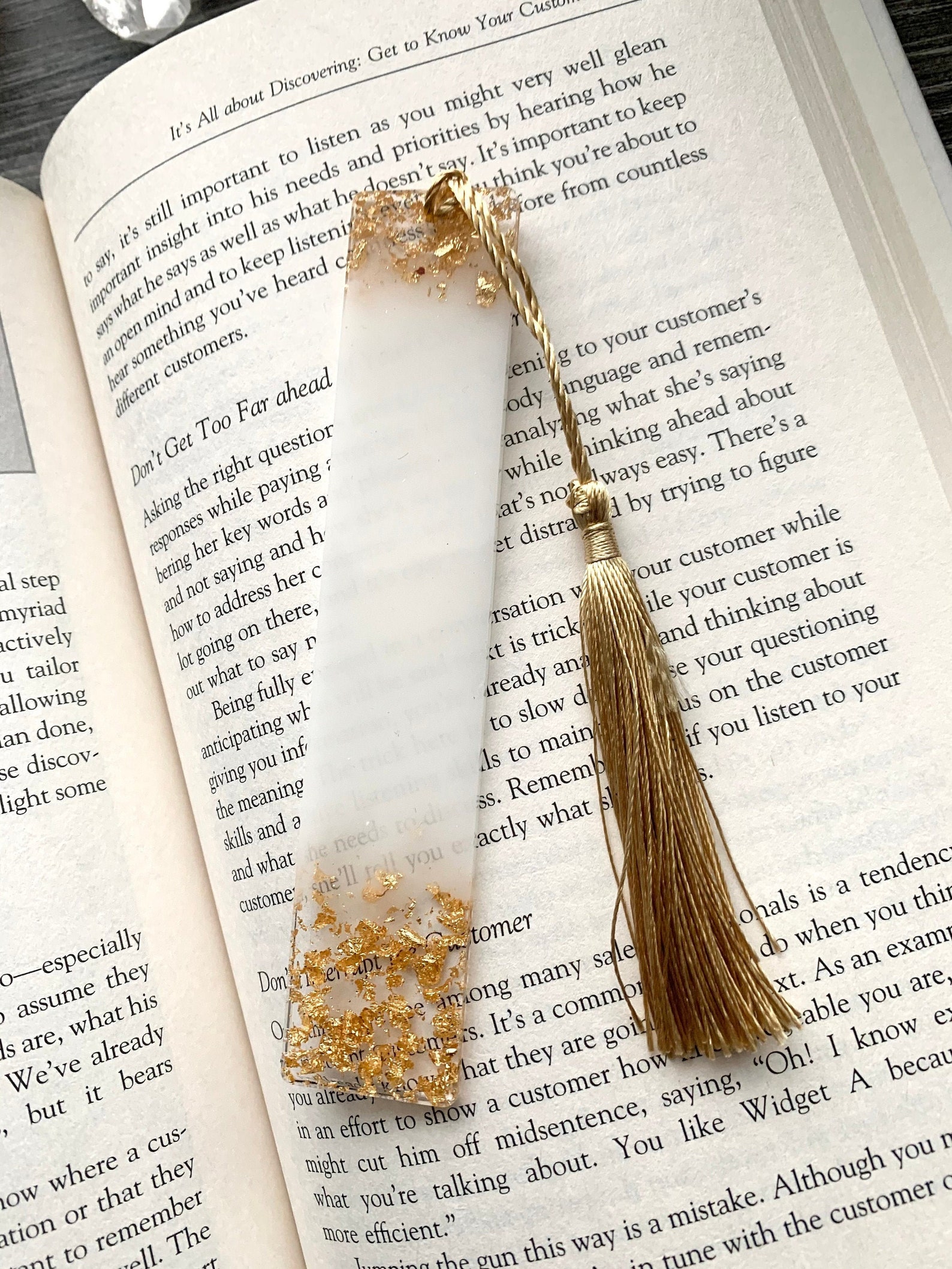 Gold and White Bookmark Book Accessory Etsy