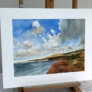 Original signed watercolour landscape painting of Kimmeridge Bay, Dorset