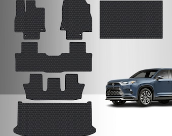 ToughPRO Floor Mats + 3rd Row + Cargo 3rd Row Down Black For Toyota Grand Highlander 8 Seater 2024 With Speaker