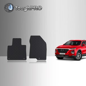 ToughPRO Front Mats Black For Hyundai Santa Fe 5 Seater All Weather 2019-2020
