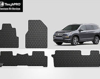 ToughPRO Floor Mats + 3rd Row Black For Honda Pilot All Weather 2009-2015