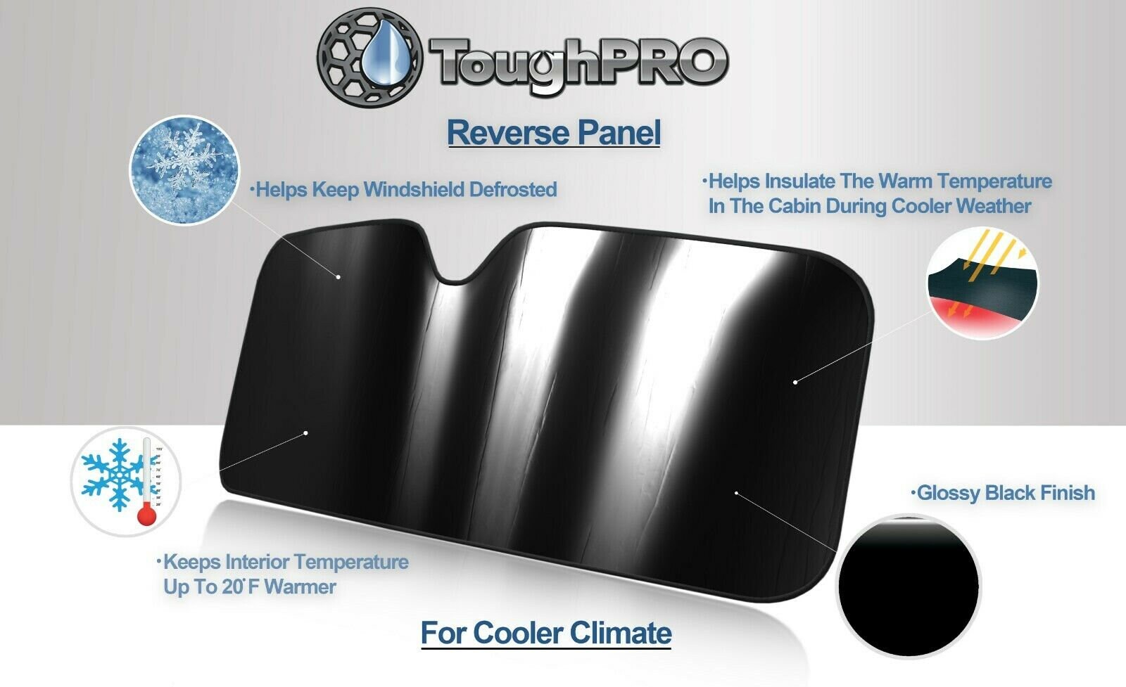 ToughPRO Windshield Sun Shade For Honda Ridgeline 20172020 With Sensor