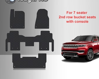 ToughPRO Floor Mats + 3rd Row Black Rubber For Jeep Wagoneer 7 Seater with 2nd Row Console 2022-2025
