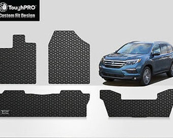 ToughPRO Floor Mats + 3rd Row Black For Honda Pilot All Weather 2016-2022