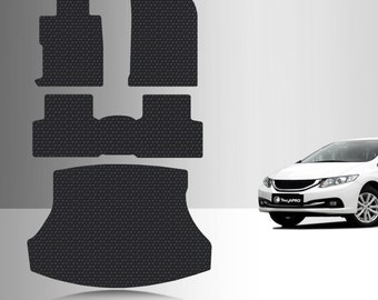 ToughPRO Full Set Floor Mats Black For Honda Civic Sedan All Weather Custom Fit 2012-2015