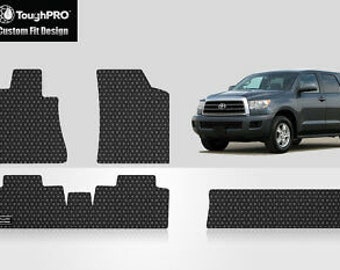 ToughPRO Floor Mats + 3rd Row Black For Toyota Sequoia All Weather 2001-2007