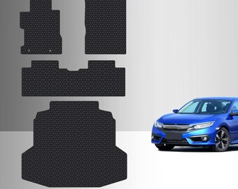 ToughPRO Full Set Floor Mats Black For Honda Civic Sedan All Weather Custom Fit 2006-2011