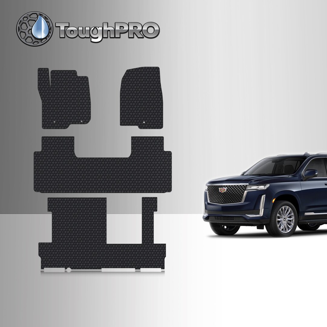 ToughPRO Black Floor Mats + 3rd Row – Fits Cadillac Escalade Bench 2015-2020