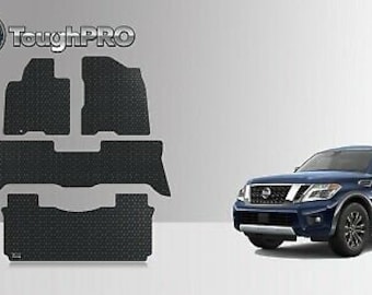 ToughPRO Floor Mats + 3rd Row Black For Nissan Armada 2nd Row WConsole 2006-2015