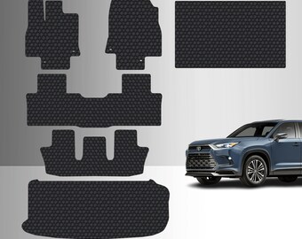 ToughPRO Floor Mats + 3rd Row + Cargo 3rd Row Down Black For Toyota Grand Highlander 8 Seater 2024 No Speaker