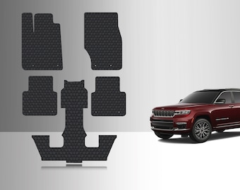 ToughPRO Floor Mats + 3rd Row Black For Jeep Grand Cherokee L 6 Seater No Console 2022-2024