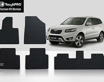 ToughPRO Floor Mats + 3rd Row Black For Hyundai Santa Fe All Weather 2013-2018