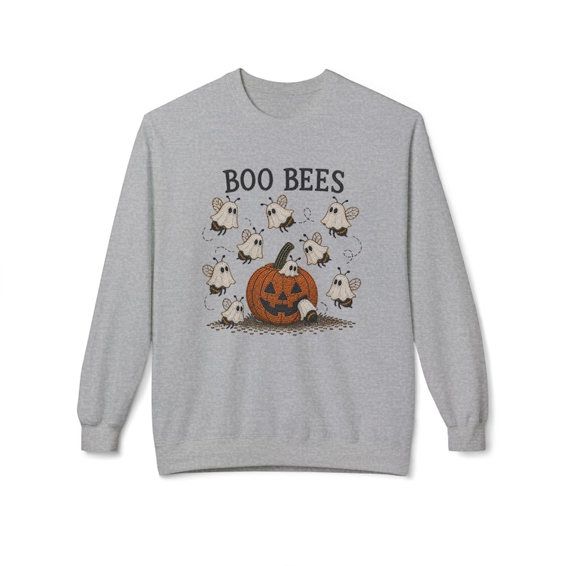Faux Beaded Styled Boo Bees Halloween pumpkin crewneck sweatshirt | ghost bees design Bild 5