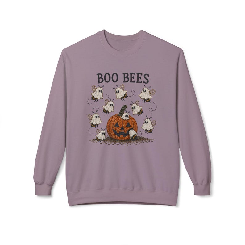 Faux Beaded Styled Boo Bees Halloween pumpkin crewneck sweatshirt | ghost bees design Bild 9