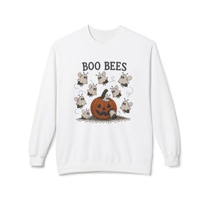 Faux Beaded Styled Boo Bees Halloween pumpkin crewneck sweatshirt | ghost bees design Bild 3