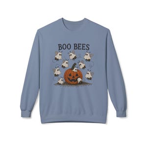 Faux Beaded Styled Boo Bees Halloween pumpkin crewneck sweatshirt | ghost bees design Bild 8