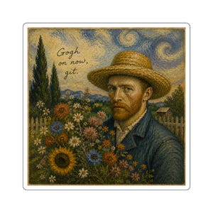 Gogh ahora, git / Pegatina cuadrada de arte vintage de Van Gogh