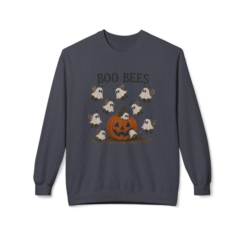 Faux Beaded Styled Boo Bees Halloween pumpkin crewneck sweatshirt | ghost bees design Bild 7