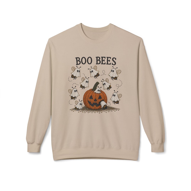 Faux Beaded Styled Boo Bees Halloween pumpkin crewneck sweatshirt | ghost bees design Bild 4
