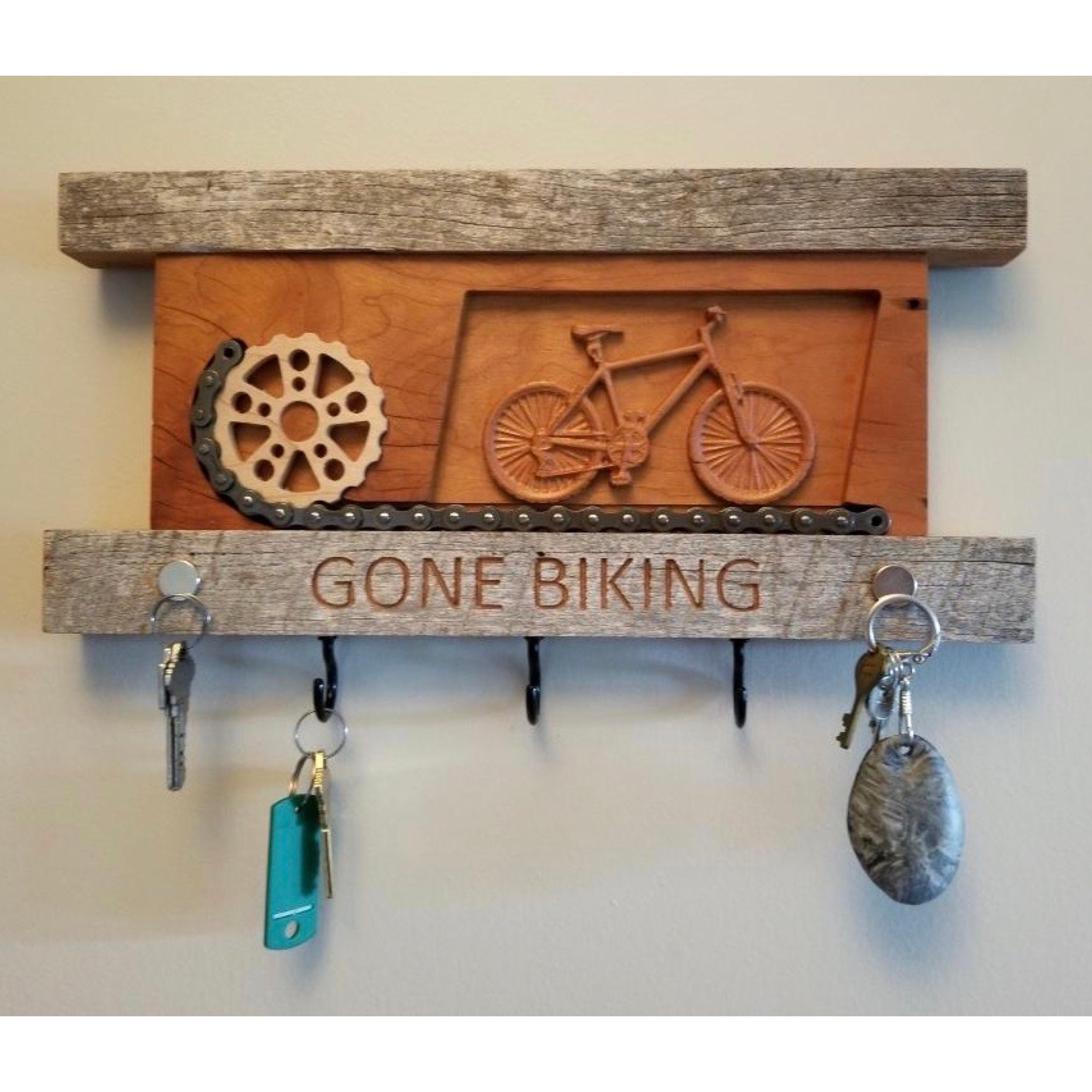 Custom wooden engraving Bike Key Holder Mountain Bicycle Wall Etsy