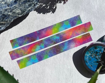 Neon Nebula Glitter Washi Tape, Space Washi Tape, Rainbow Galaxy Washi Tape, Celestial Washi Tape, Washi Tape Samples, Washi Tape Set