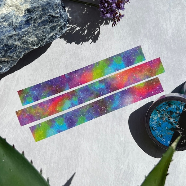 Neon Nebula Glitter Washi Tape, Space Washi Tape, Rainbow Galaxy Washi Tape, Celestial Washi Tape, Washi Tape Samples, Washi Tape Set