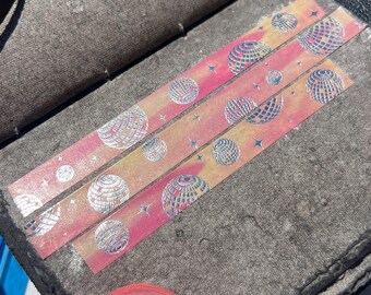 Sunset Disco Ball Washi Tape, Disco Washi Tape, Pink Washi Tape, Arch Michael, Silver Foil Washi Tape