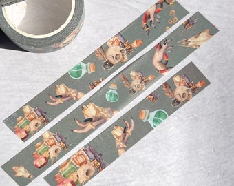 Watercolor Witchy Washi Tape, Skull Washi, Junk Journal Tape, Green Witch Stickers, Creative Journal Kits, Witchy Art, Candle Magic Washi