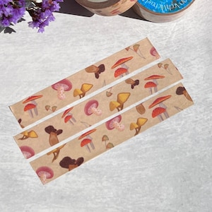 Mushroom Washi Tape, Mushie Washi Tape, Toadstool Washi Tape, Green Witch Stationery, Cottagecore Washi Tape, Mushroom Sticker, Fungi Art