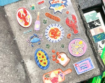 Summer Fresca Sticker Sheet, Sardine Stickers, Foodie Stickers, Charcuterie Stickers, Lobster Stickers, Pasta Stickers, Italy Stickers