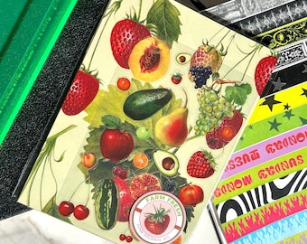 Farm Fresh Junk Journal Kit, Fruit Papers, Fruit Stickers, Vintage Paper Kit, Journaling Papers, Arch Michael