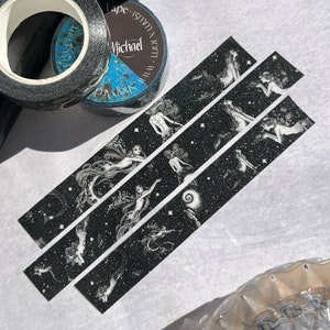 Ruban adhésif washi pailleté sirène céleste, ruban adhésif Washi sirène, Washi sirène, Stickers pour carnet de voyage, Stickers étoiles et lune, sirène fantastique, sirènes