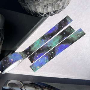 Holographic Star Washi Tape, Galaxy and Nebula Washi Tape,  Celestial Washi Tape, Space Washi Tape, Planner Tape, Astrology Washi Tape