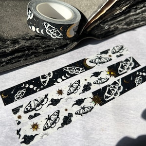 Fita Washi de traça, fita Washi de traça da lua, fita Washi celestial, fita Washi de traça da nuvem, fita Washi de traça do sol, fita Washi de folha de ouro, fita Washi de dia e noite