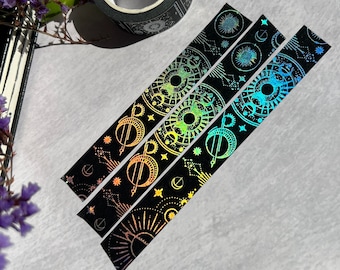 Celestial Holographic Washi Tape, Space Washi Tape, Moon Phase Washi Tape, Stars and Planets Washi Tape, Planner Tape, Astrology Washi Tape